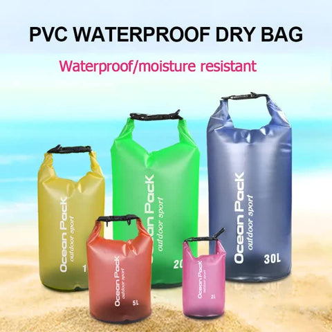 Yellow 20L PVC Waterproof Swimming Bag Bonus with Waterproof Phone Pouch - Roll-Top Floating Dry Gear Bags for Beach, Kayaking & Outdoor Sports
