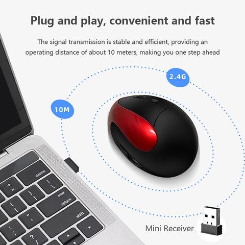 Purple 3rd Gen Vertical Wireless Mouse with USB-C Charging - Ergonomic 2.4G Silent Click Design for Office and Laptop Use