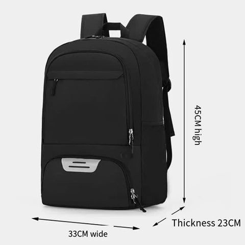 Grey Sports Backpack with Separate Shoe & Ball Compartments - Waterproof Gym Bag for Basketball, Soccer, Travel & Daily Use