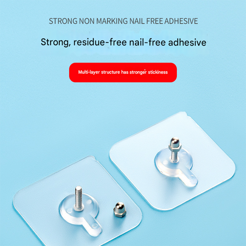 50-PCS Heavy Duty Adhesive Screw Stickers No Drilling Wall Hooks 6x6cm Waterproof Stainless Steel for Kitchen Bathroom Rental Friendly(14mm)