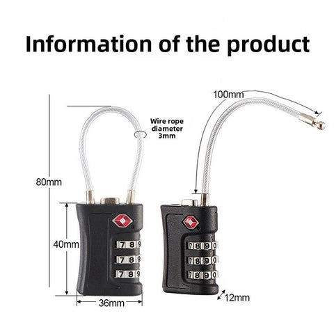Red TSA Approved Cable Combination Padlock 3-Digit Security Lock for Travel Luggage Suitcase Gym Lockers Durable Steel Wire Australian Travel Essential