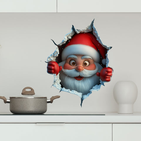 10 PCS Creative 3D Santa Claus Peeking Through Wall Christmas Wall Sticker for Australian Homes