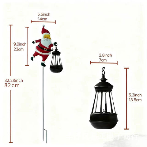 Warm white light Solar Powered Christmas Garden Stake - Metal Santa with Watering Can &  LED Waterfall - 82cm Outdoor Yard Decoration