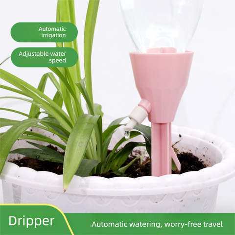 2 PCS Automatic Self-Watering Plant Spikes Adjustable Drip Irrigation System for Indoor Outdoor Garden Pots Holiday Care Green and White