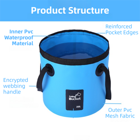 20L Green Outdoor PVC Folding Water Bucket - Portable Fishing Barrel, Camping Water Storage, Car Washing Bag