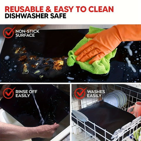 3-Pack 33x40cm Reusable Drip Guard for Ovens, Grills & Microwaves - High-Temperature Resistant Fiberglass Baking Sheet, Heavy Duty & Easy Clean
