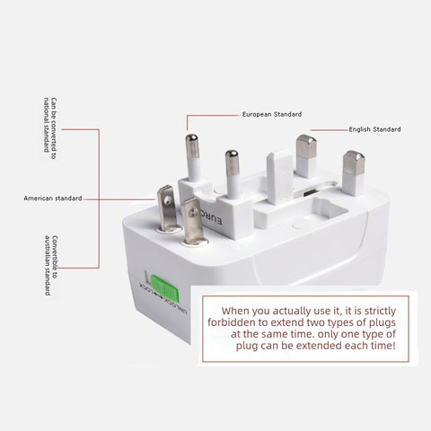 2-PCS White Universal Travel Adapter Global Power Plug Converter for UK EU US AU with USB Charging Ports Compact All-in-One International Australian Travel Essential