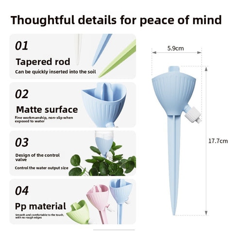 5-PCS White Automatic Plant Watering Spikes with Adjustable Flow Control Universal Fit 5 Pack for Indoor and Outdoor Potted Plants Reliable Gardening Solution for Local Homes