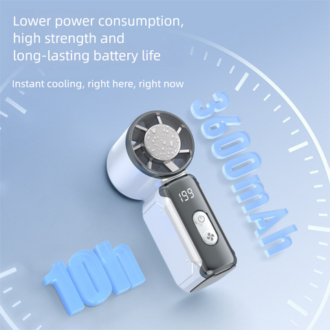 Grey Portable Mini Handheld Fan with 199-Speed Settings and Brushless Motor for Outdoor Use High Performance Cooling Solution Local Standard Fit