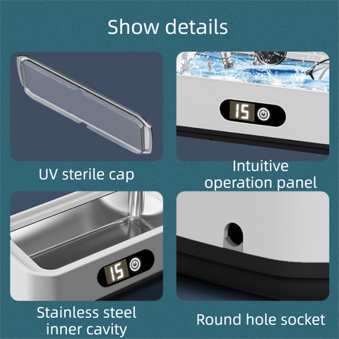 X81 White Ultrasonic Jewelry & Eyeglass Deep Cleaner with Cloth - Touch Control & 3-Level Intelligent Timers and Large 650ml Stainless Steel Tank