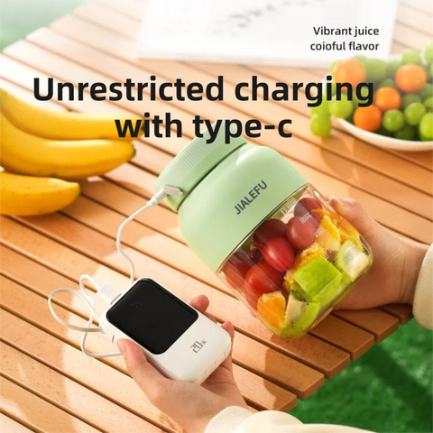 Beige Portable 1300ML Multi-Functional Blender with Dual-Drink Lid - 38-Steel Blade Cyclone Juicer & Ice Crusher, Waterproof Type-C Charging