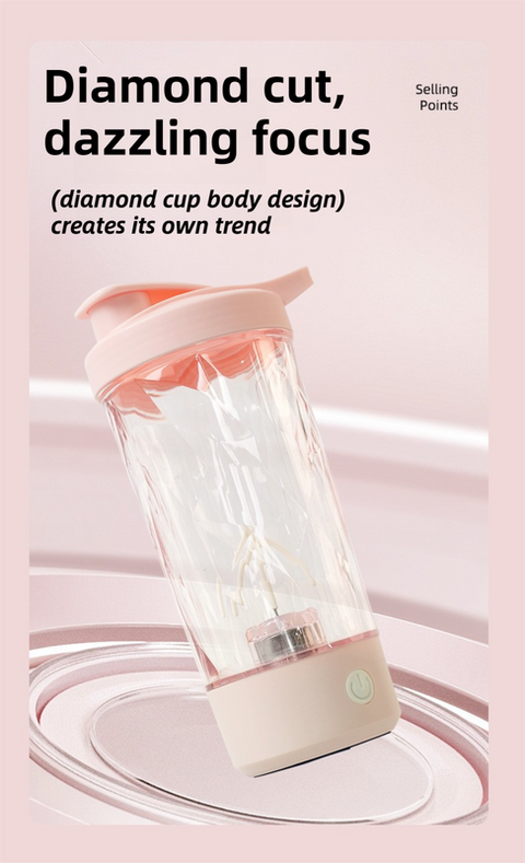 500ML Green Portable Diamond Electric Shaker - Strong Vortex Stirring, Dual Temperature Endurance & Self-Cleaning for Protein Powder Coffee