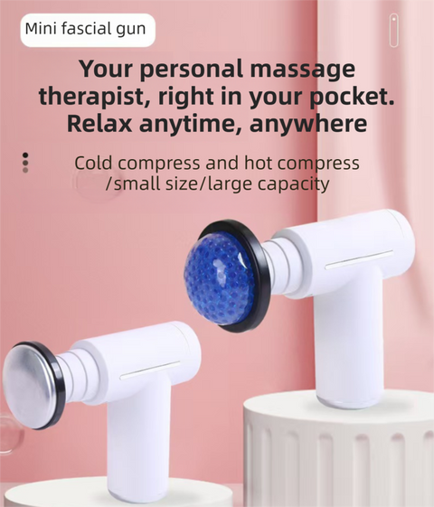 Black Lightweight Mini Hot Cold Massage Gun with 6 Heads - 6 Intensity Dual Thermal Therapy Muscle Reliever for Portable Body Recovery