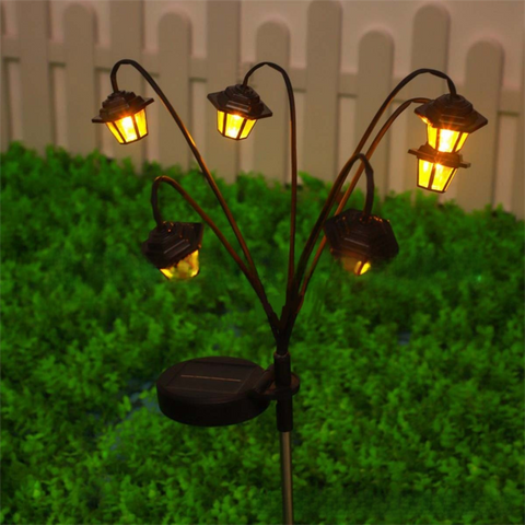 Solar Retro Hexagonal Palace Ground Plug Light with 6 LED Warm Glow - In/Outdoor Garden Pathway Landscape and Lawn Lamp
