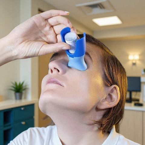 Dark Blue and Light Blue Eye Drop Applicator – Safe & Hygienic Eyedrop Dispenser for Precise Application