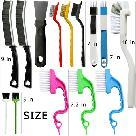 Set A Multi-Use Heavy-Duty Cleaning Brush Set – 12-Piece Hard Bristle Tool Kit for Kitchen, Bathroom & Tight Spaces