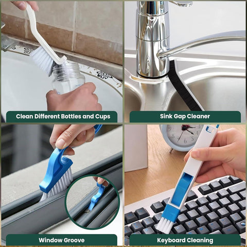 Set B Multi-Use Heavy-Duty Cleaning Brush Set – 12-Piece Hard Bristle Tool Kit for Kitchen, Bathroom & Tight Spaces