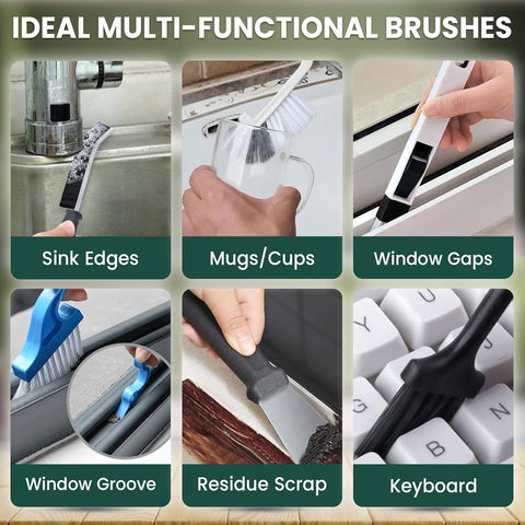 Set B Multi-Use Heavy-Duty Cleaning Brush Set – 14-Piece Hard Bristle Tool Kit for Kitchen, Bathroom & Tight Spaces