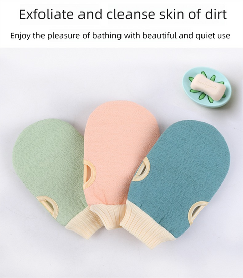 Blue 3-Piece Exfoliating Bath Set with Long-Handle Back Scrubber, Exfoliating Glove & Loofah Sponge for Deep Cleansing