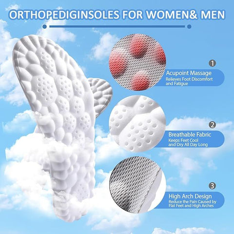 3 Pairs Green and Grey 4D Cloud Insoles for Men and Women Insoles Super Soft Anti-Fatigue, Shock Absorption, Relieve Foot Pain  (AU 16–17)