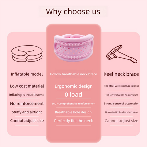 Pink Hollow Neck Support Brace – Ergonomic Cervical Collar with Breathable Design for Posture Correction and Daily Use