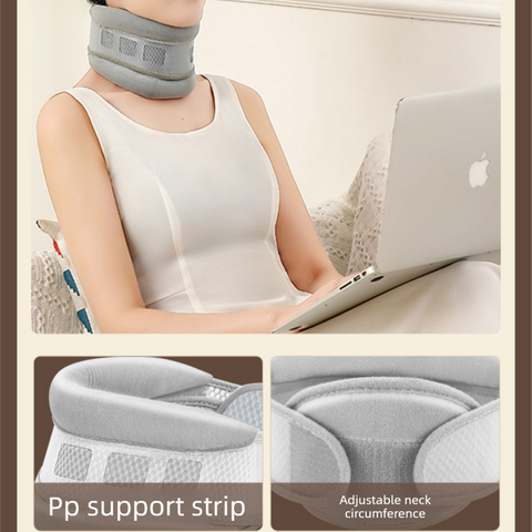 Grey Reinforced Neck Support Brace – Adjustable Cervical Collar with PP Support Strips for Posture Correction and Daily Use