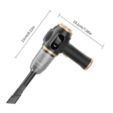 Black Portable Wireless Car Vacuum Cleaner – Powerful Suction for Car and Home Use with Dual-Function Air Blower(1500MHA)