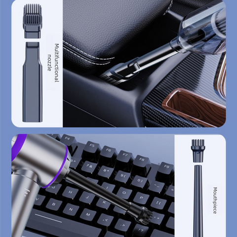 Silvery-purple Wireless Handheld Vacuum Cleaner with Blow, Suck, Inflate, and Pump Functions – Brushless Motor, Type-C Charging, 6000mAh Battery
