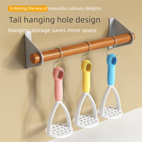 3-Pack Yellow Manual Potato Masher - Baby Food Maker & Vegetable Ricer with Reinforced Arch Design, Durable PP Kitchen Tool for Mashing Potatoes, Sweet Potatoes, and Fruits