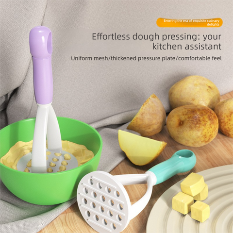 3-Pack Yellow Manual Potato Masher - Baby Food Maker & Vegetable Ricer with Reinforced Arch Design, Durable PP Kitchen Tool for Mashing Potatoes, Sweet Potatoes, and Fruits