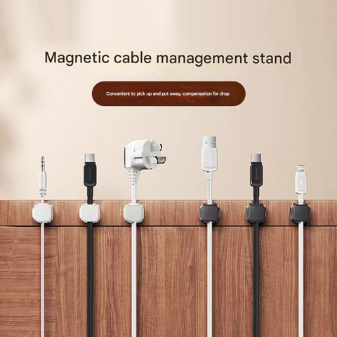24 Pack Magnetic Cable Organizer Clips with 12 Black and 12 White Pieces, Reusable Adhesive Cord Management Holder for Desk and Car Charging Cables