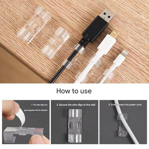 100 Pack Self-Adhesive Cable Clips Non-Marking Cord Management Holder for Desk and Car, Drill-Free Wire Fixer Solution for Local Workspaces(Small size)
