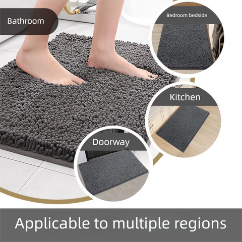 Dark grey Thickened Chenille Bathroom Floor Mat 50x80cm Super Absorbent Non-Slip TPR Backing Rug for Shower Entrance and Washroom Soft Comfort for Local Households