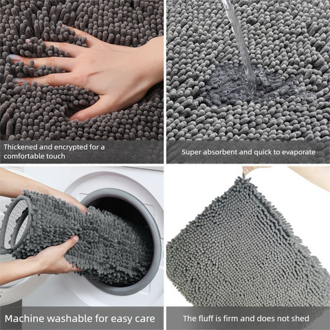 Dark blue Thickened Chenille Bathroom Floor Mat 50x80cm Super Absorbent Non-Slip TPR Backing Rug for Shower Entrance and Washroom Soft Comfort for Local Households