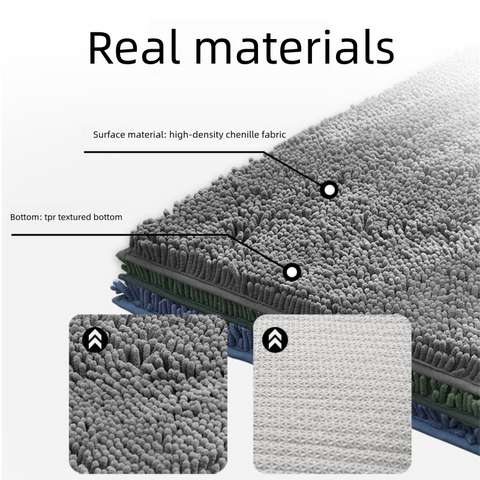 Light Green Thickened Chenille Bathroom Floor Mat 50x80cm Super Absorbent Non-Slip TPR Backing Rug for Shower Entrance and Washroom Soft Comfort for Local Households