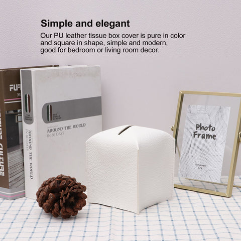 2 Pack White PU Leather Rectangular Tissue Box Covers Foldable Roll Paper Bag for Car Home and Bathroom Modern Storage Solution for Local Households