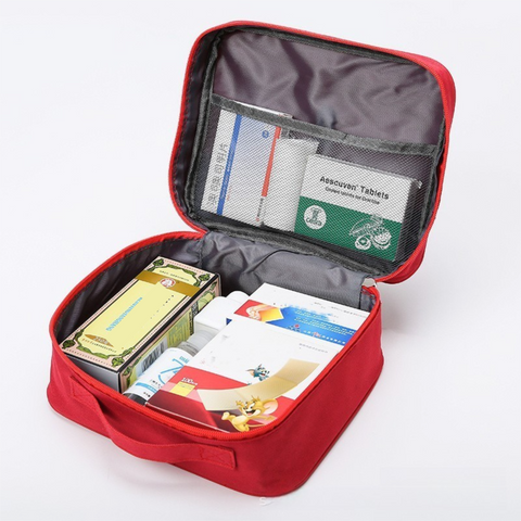 Red Large Capacity Empty First Aid Kit 25 x 14 x 20 CM - Durable Oxford Cloth Emergency Medical Storage Bag for Home Car Camping Travel
