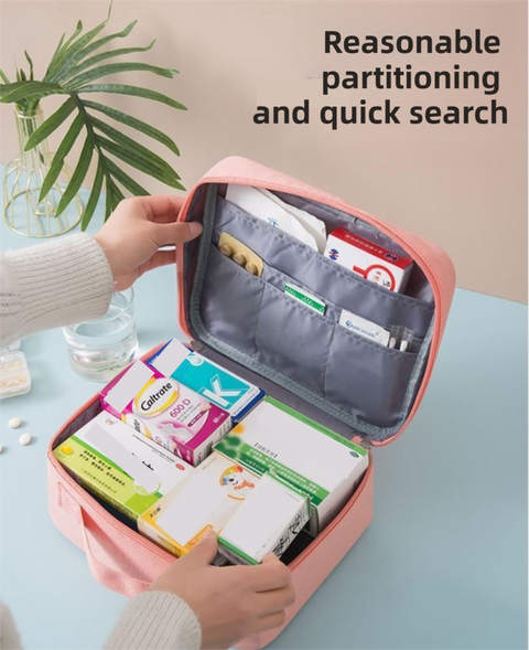 Red Large Capacity Empty First Aid Kit 25 x 14 x 20 CM - Durable Oxford Cloth Emergency Medical Storage Bag for Home Car Camping Travel