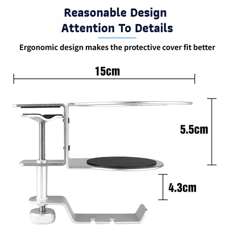 2-in-1 Under-Desk Metal Headphone Hanger &  Anti-Spill Cup Holder - No-Drill Heavy-Duty Desk Adjustable Clamp and 360° Swivel Hook