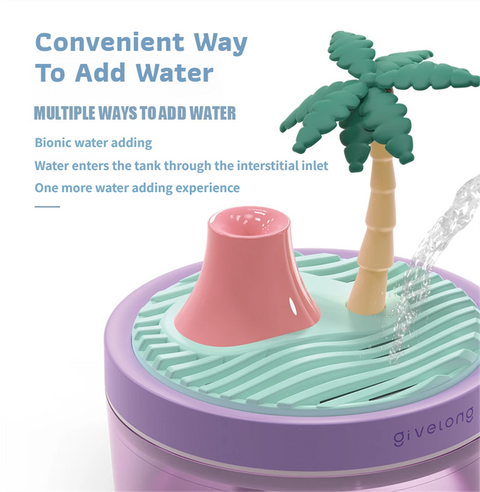 Cactus Green USB Portable Bionic Landscape Humidifier and Creative Potted Plant Air Diffuser - 7-Color Night Light & 2-Mode Mist Timer