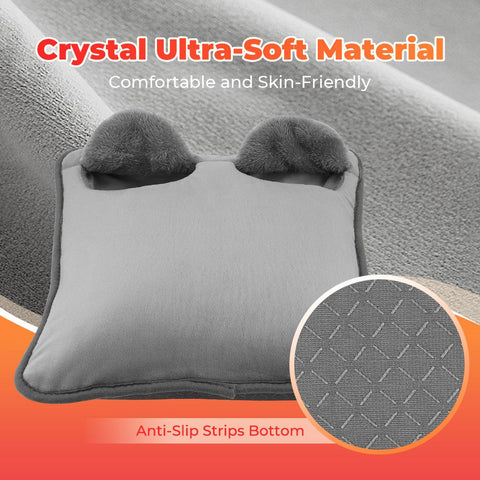Grey Portable Versatile USB Electric Heated Seat Pad with 4 Temp Levels & 4 Auto-Shutoff Timer - Soft Fleece Washable Heating Mat