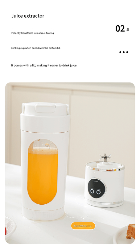White 7.4V Portable Blender 700ml Wireless Juicer Cup - 12 Blade USB Rechargeable Smoothie Maker with LED Display - Personal Fruit Mixer with Safety Lock - BPA Free Travel Blender for Home Office Outdoor