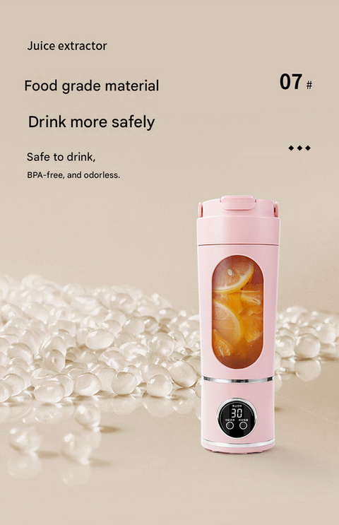 Yellow 7.4V Portable Blender 700ml Wireless Juicer Cup - 12 Blade USB Rechargeable Smoothie Maker with LED Display - Personal Fruit Mixer with Safety Lock - BPA Free Travel Blender for Home Office Outdoor