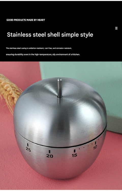 Egg Shape Stainless Steel Kitchen Timer Mechanical Cooking Timer -  Wind-Up 60 Minute Countdown Timer - Loud Ring 72dB Baking Tool with Non-Slip Base - Battery-Free Analog Timer for Home Office