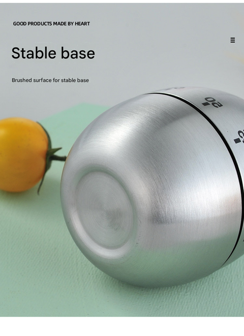 2-piece Apple and Egg Shape Stainless Steel Kitchen Timer Mechanical Cooking Timer -  Wind-Up 60 Minute Countdown Timer - Loud Ring 72dB Baking Tool with Non-Slip Base - Battery-Free Analog Timer for Home Office