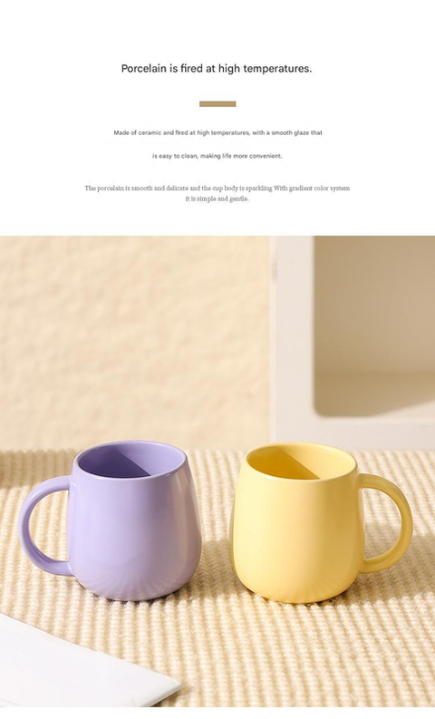 White Premium Macaron Ceramic Coffee Mug Set - 500ml Large Capacity Belly Cup with Underglaze Finish, Minimalist Nordic Style Porcelain Mug for Coffee, Tea, Milk and Oatmeal