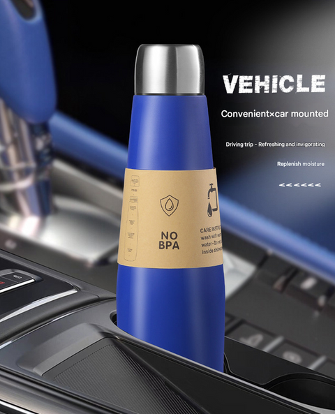 White Premium 304 Stainless Steel Vacuum Insulated Water Bottle - 532ml Large Capacity Sports Flask with 12-24 Hour Thermal Retention, Leak-Proof Portable Travel Mug for Gym, Office, Car and Outdoor Activities