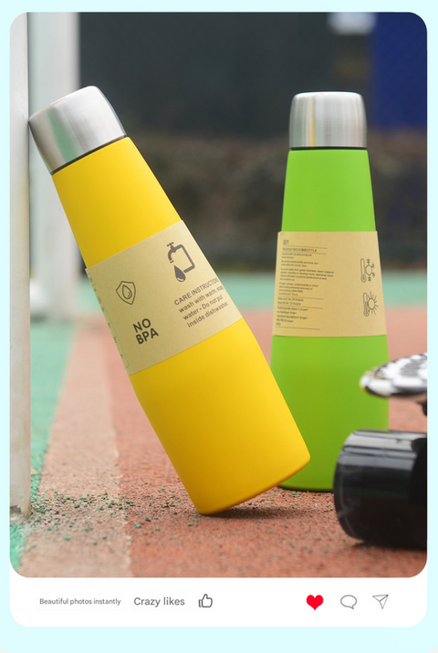 Green Premium 304 Stainless Steel Vacuum Insulated Water Bottle - 532ml Large Capacity Sports Flask with 12-24 Hour Thermal Retention, Leak-Proof Portable Travel Mug for Gym, Office, Car and Outdoor Activities