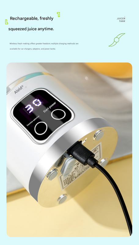 2-piece White and Green 7.4V Portable Blender Smoothie Maker 450ml Wireless Rechargeable Juicer Cup with 12-Blade Stainless Steel Cutter, LED Digital Display, USB Charging Personal Blender for Travel Gym Office Home