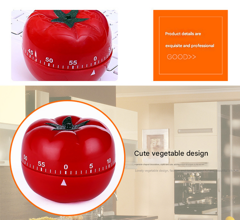 Small Size Tomato-shaped alarm Kitchen Timer - 60 Minute Mechanical Countdown Timer with Loud Alarm, Cute Vegetable Design, No Battery Required - Perfect for Cooking, Baking & Time Management